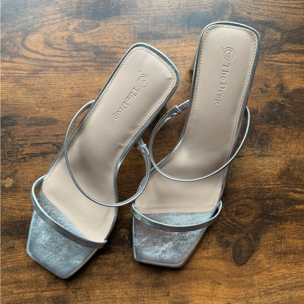 Silver Square Toe High Heeled Sandal - Picture 6 of 8
